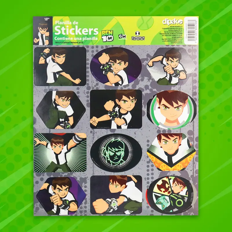 Planilla De Stickers Con Diseño De Ben 10 2