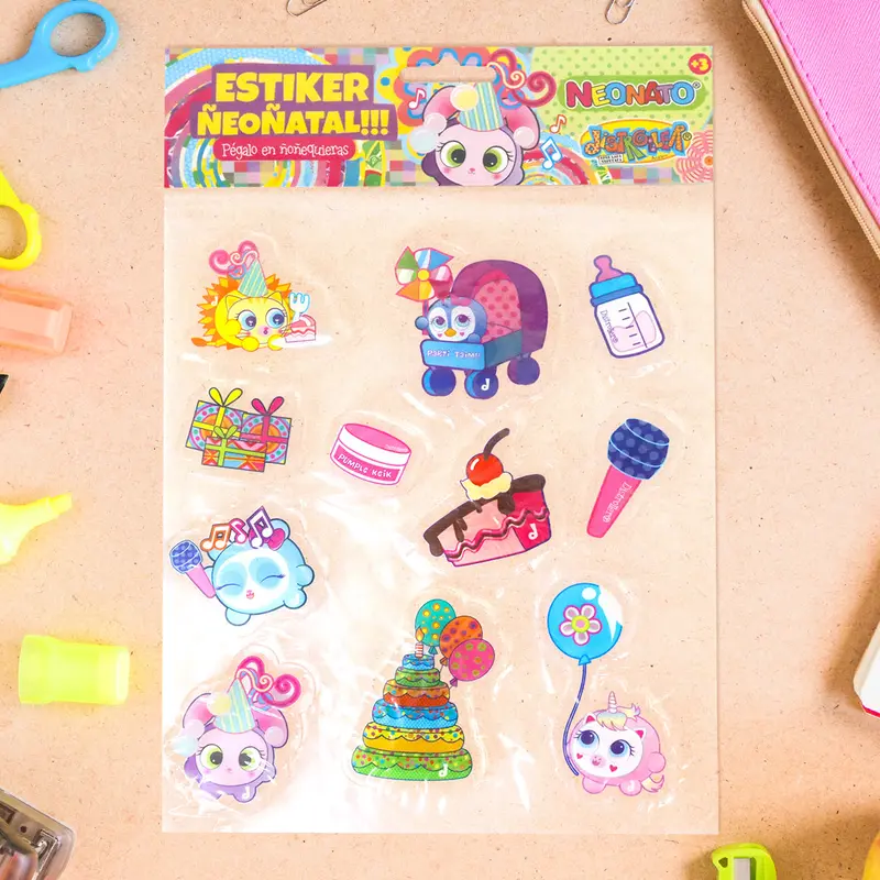 Planilla De Stickers De Gel Con Diseño De Neonato Distroller 1