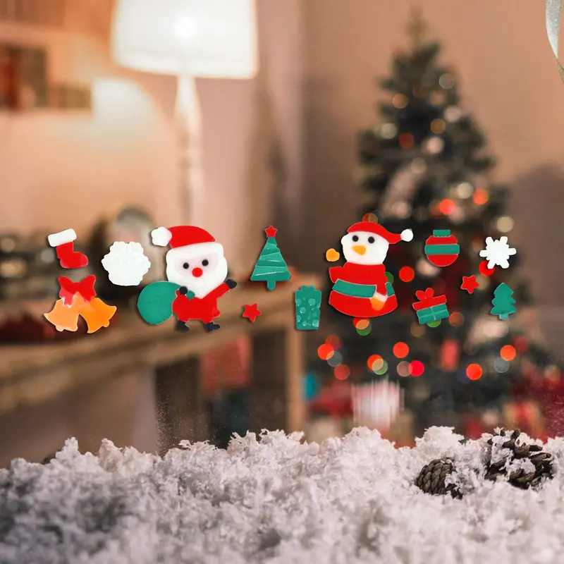 Planilla De Stickers Navideños De Gel Para Ventana, Santa 1