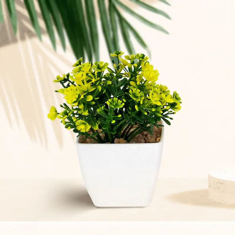 Planta Artificial Con Flores Amarillas En Maceta 1