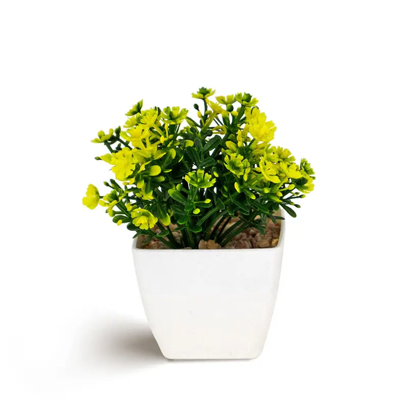 Planta Artificial Con Flores Amarillas En Maceta 2