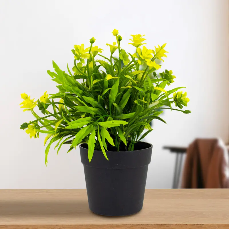Planta Artificial Con Flores Color Amarillo En Maceta 1