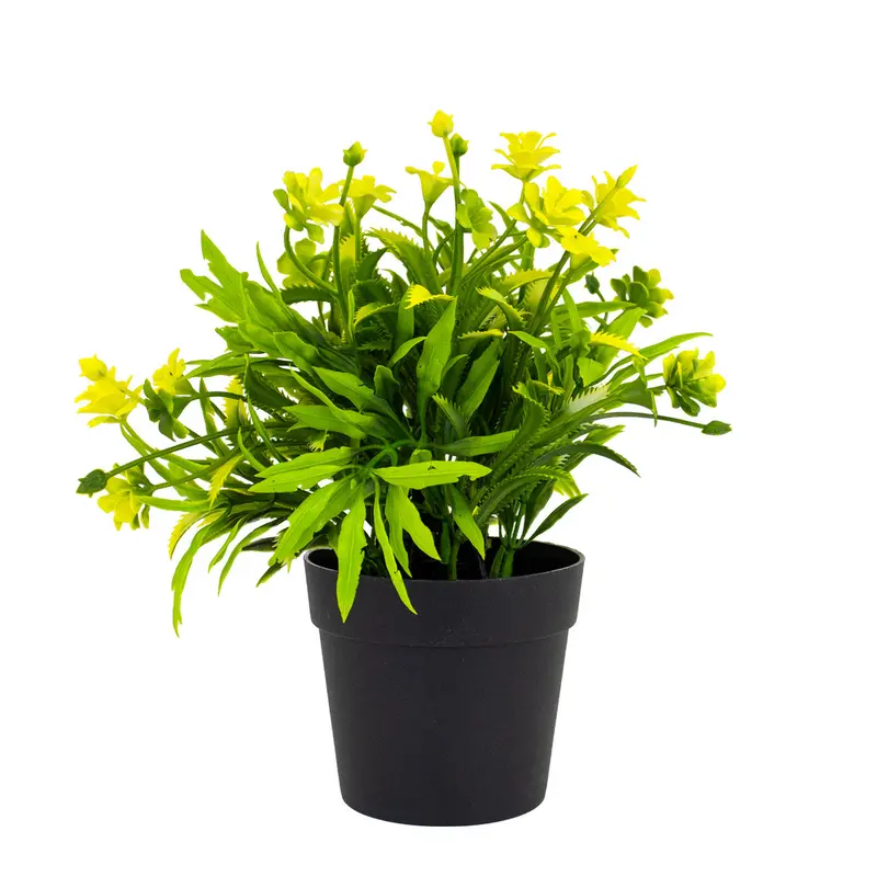 Planta Artificial Con Flores Color Amarillo En Maceta 2