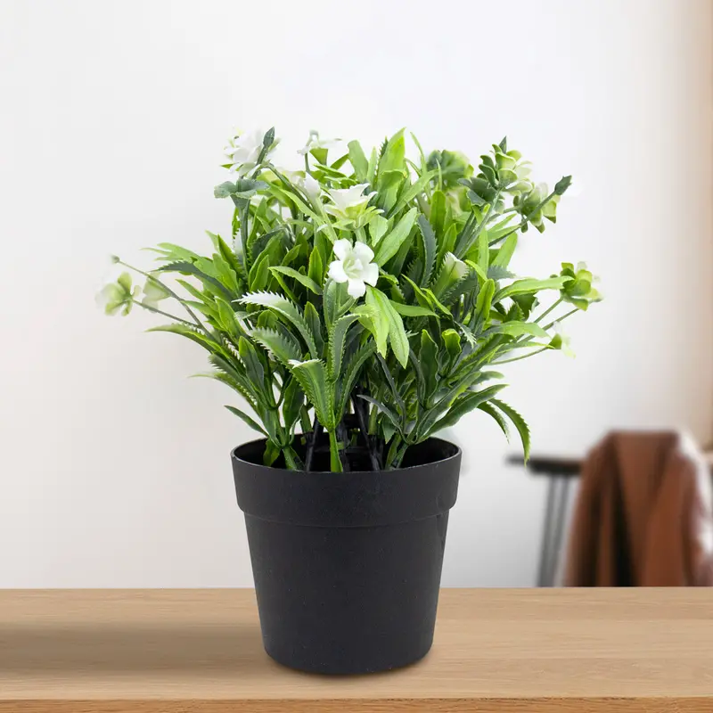 Planta Artificial Con Flores Color Blanco En Maceta 1