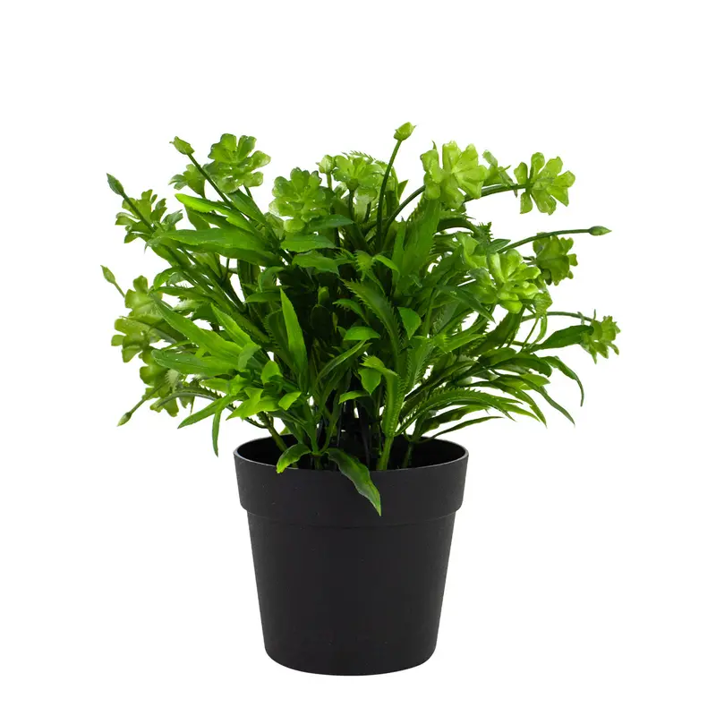 Planta Artificial Con Flores Color Verde En Maceta 2