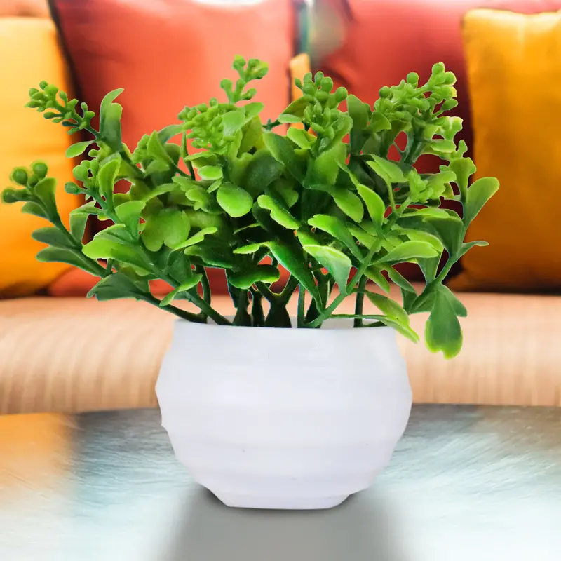 Planta Artificial Con Maceta Blanca, 12 Cm 1