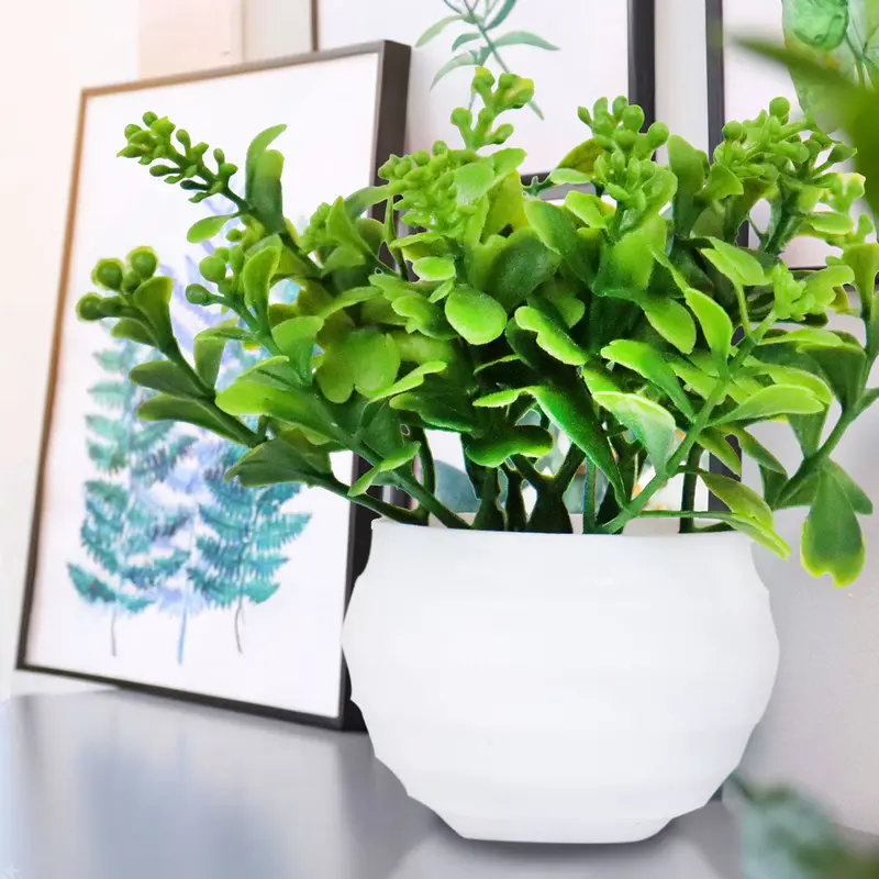 Planta Artificial Con Maceta Blanca, 12 Cm 2