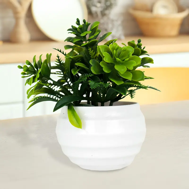 Planta Artificial De Buxus En Maceta Color Blanco 2