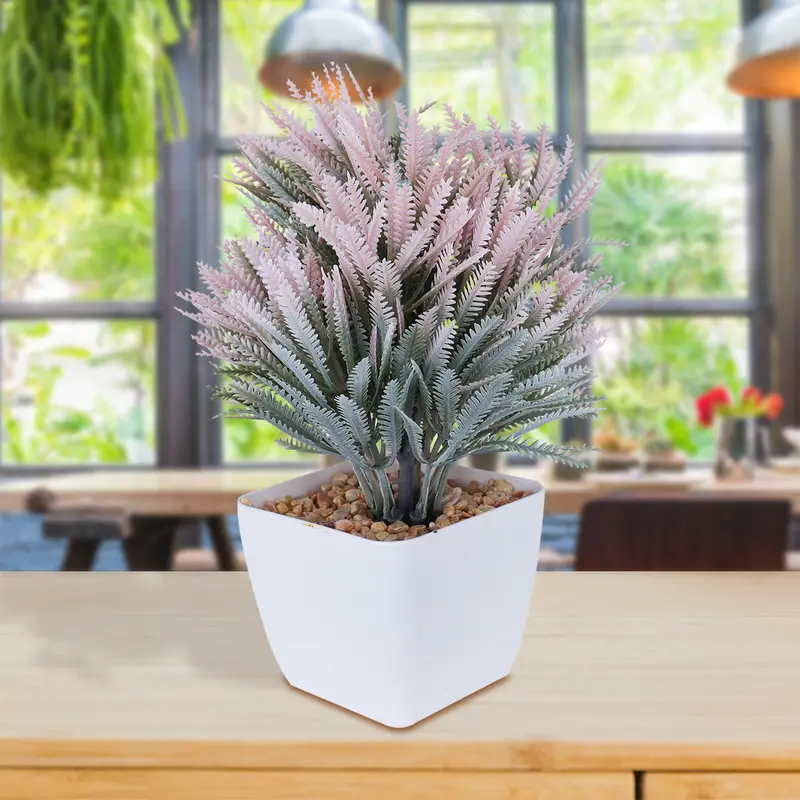 Planta Artificial Decorativa En Maceta, Color Blanco 2