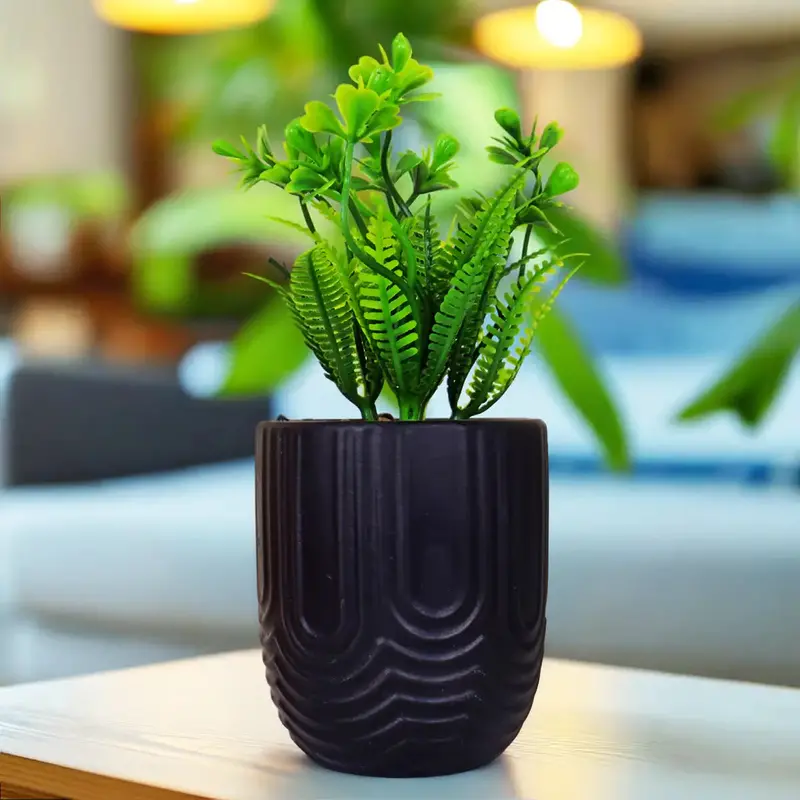 Planta Con Maceta, Textura Arcoíris, Color Negro 1