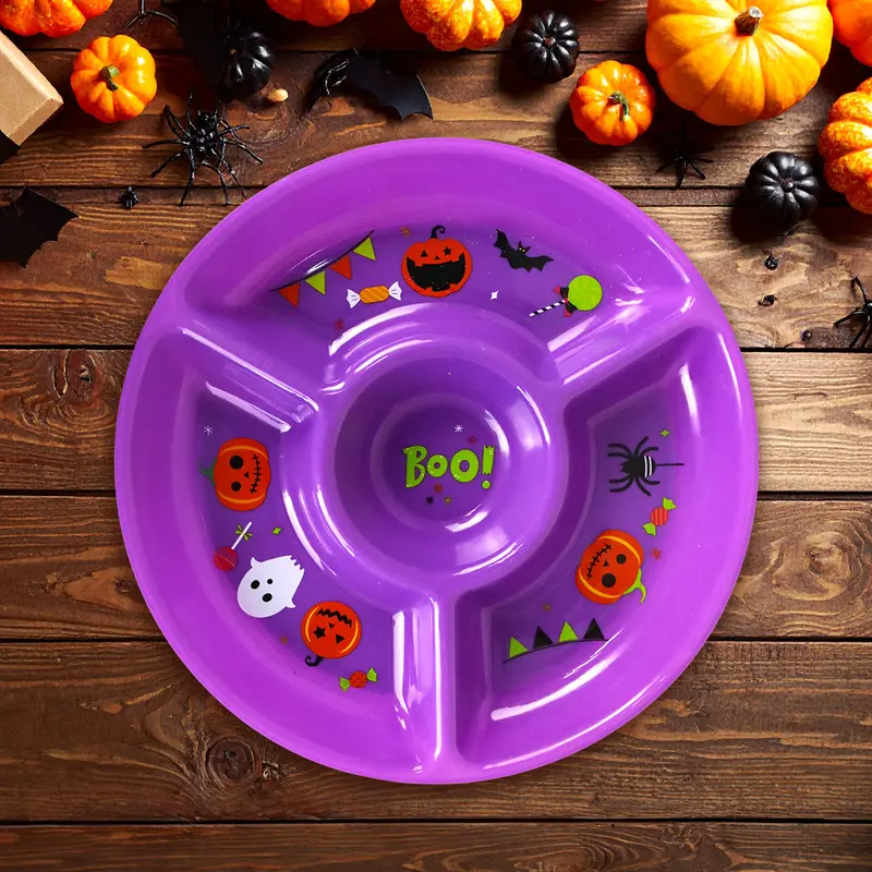 Plato Botanero Redondo Con 4 Compartimentos, Halloween 2