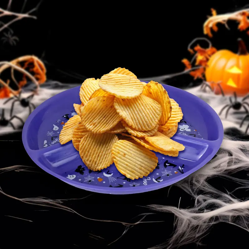 Plato Color Morado Con 4 Divisiones Para Halloween 1