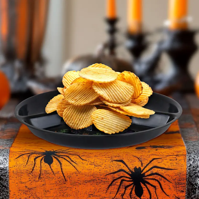 Plato Color Negro Con 4 Divisiones Para Halloween 1