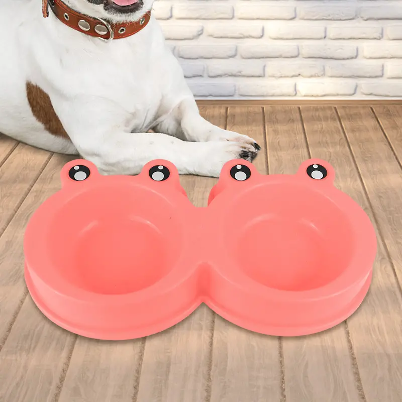 Plato Color Rosa Con Diseño De Rana Para Mascota 2