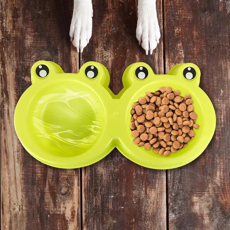 Plato Color Verde Con Diseño De Rana Para Mascota 1