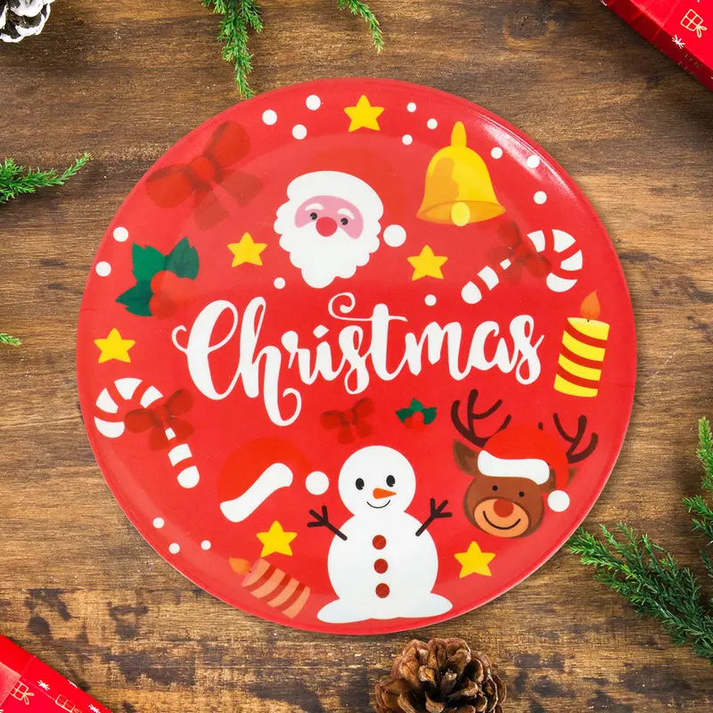 Plato De Melamina Color Rojo, Christmas 1