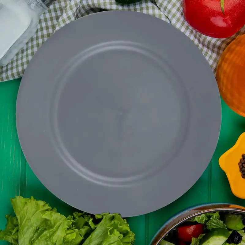 Plato De Plástico, Color Gris, Redondo 2