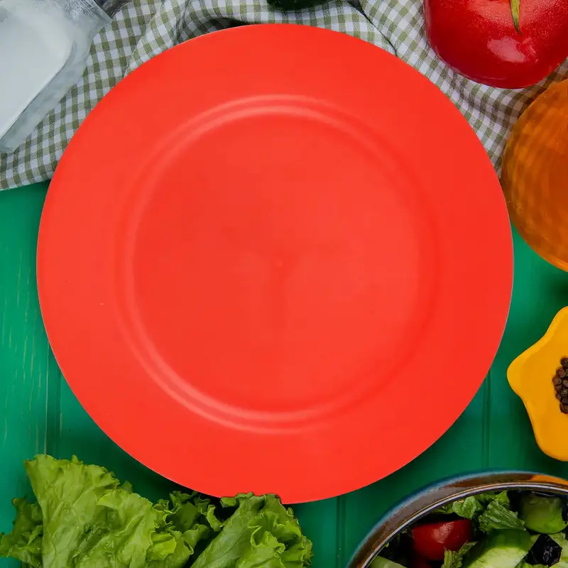 Plato De Plástico, Color Rojo, Redondo 2