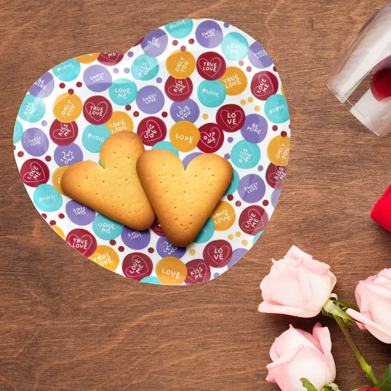 Plato De Plástico En Forma De Corazón De Colores 1
