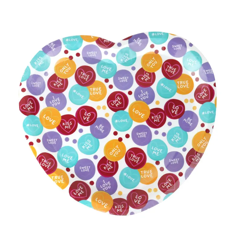 Plato De Plástico En Forma De Corazón De Colores 2