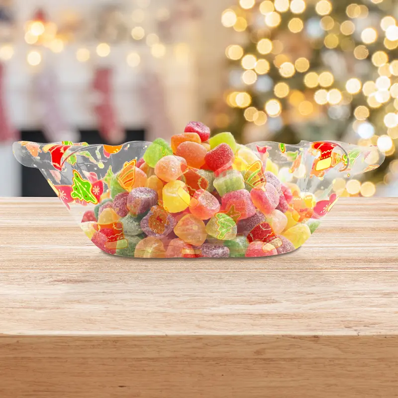 Plato De Plástico Navideño Con Efecto Celofán, Diseño Galletas De Jengibre 1