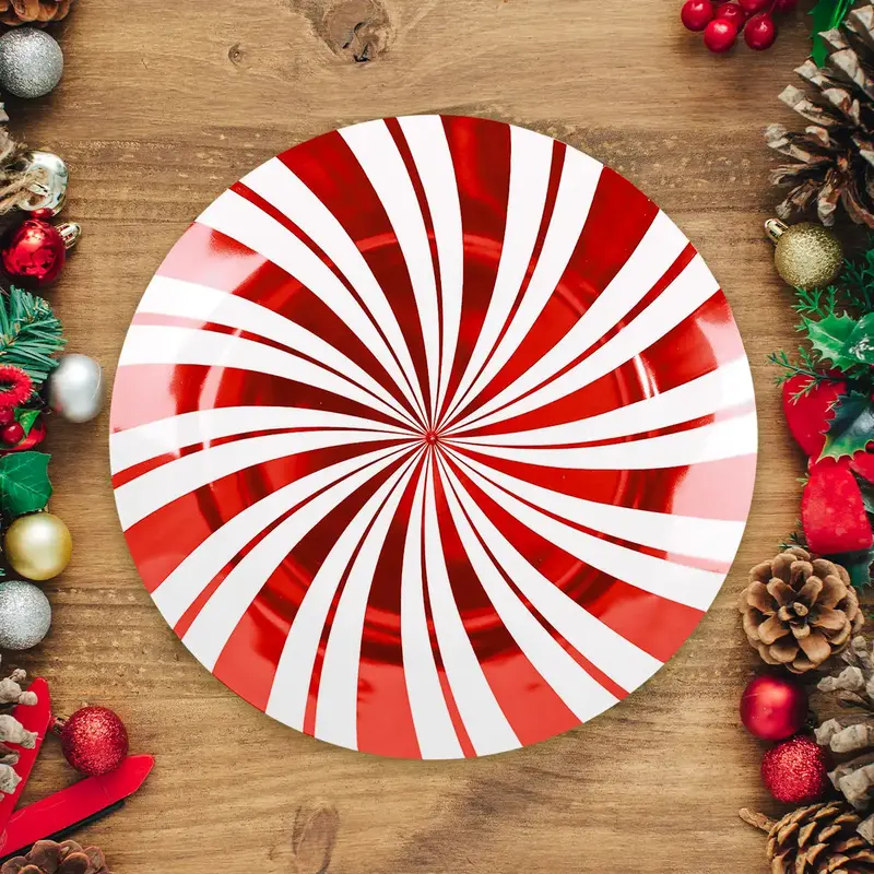 Plato De Plástico Navideño, Diseño Caramelo 1
