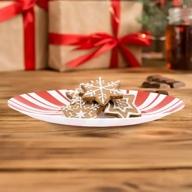 Plato De Plástico Navideño, Diseño Caramelo 2