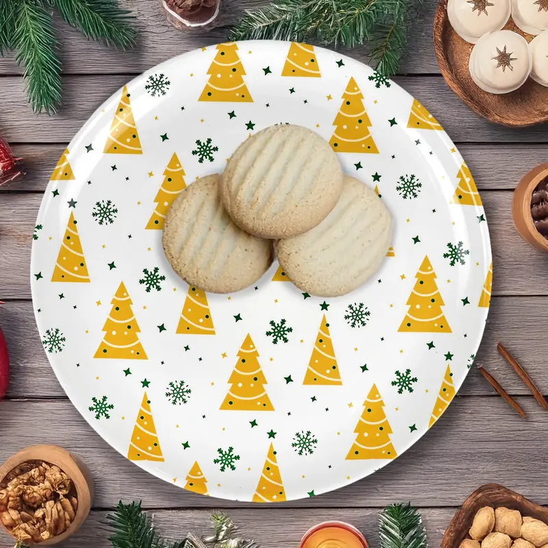Plato De Plástico Navideño, Diseño Pino 1