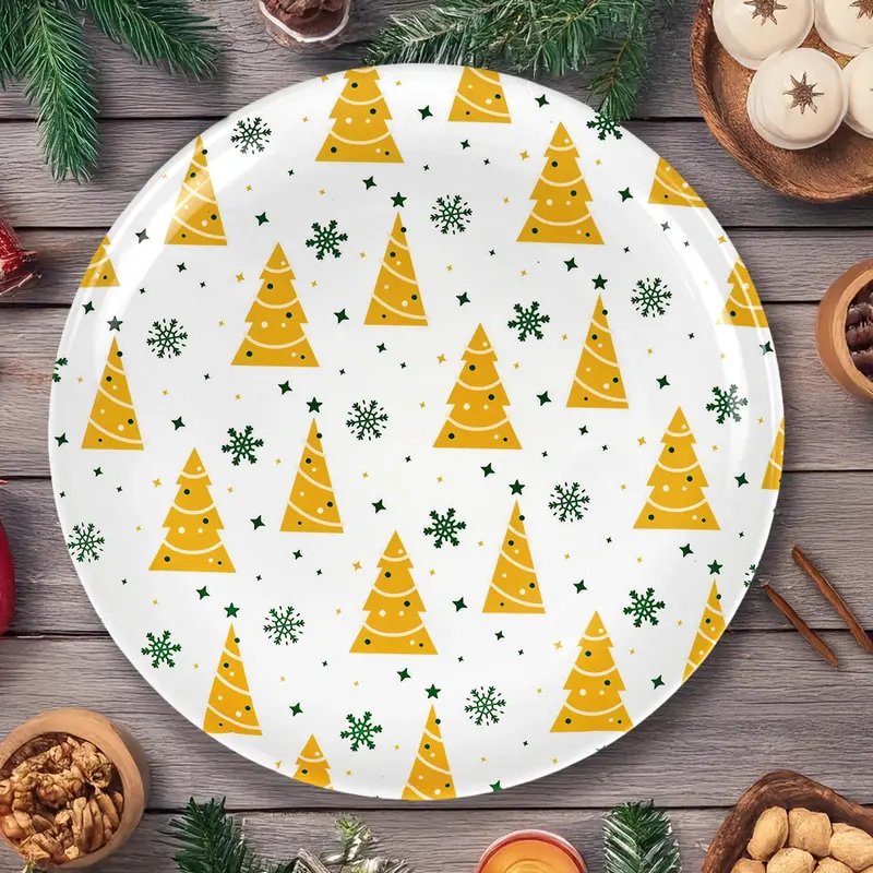 Plato De Plástico Navideño, Diseño Pino 2