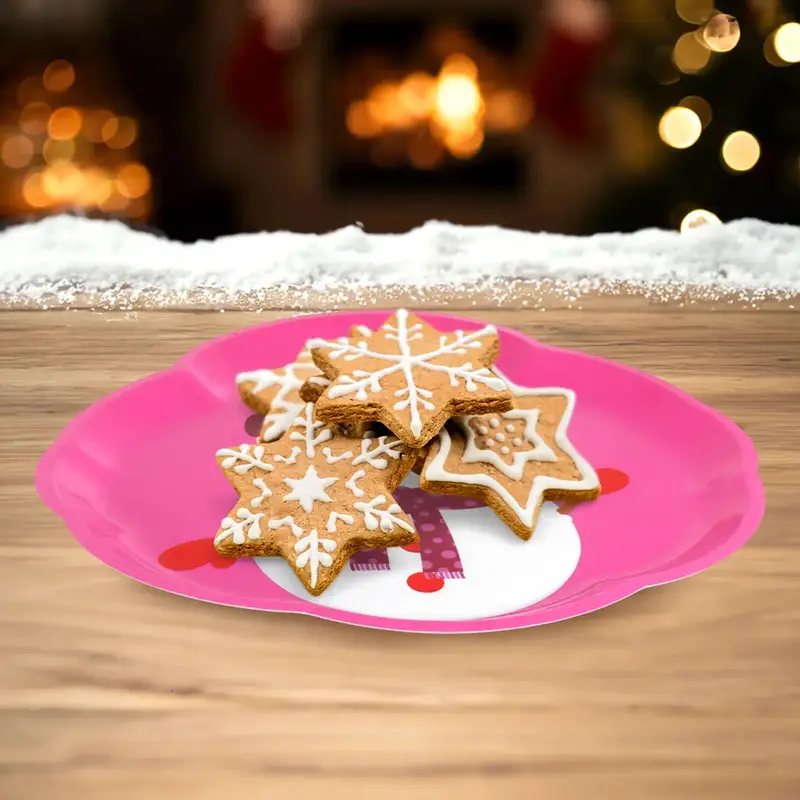 Plato De Plástico Navideño, Muñeco De Nieve 1