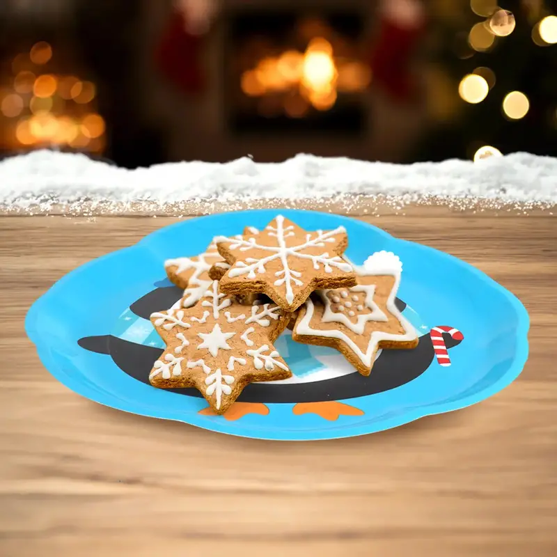 Plato De Plástico Navideño, Pingüino 1