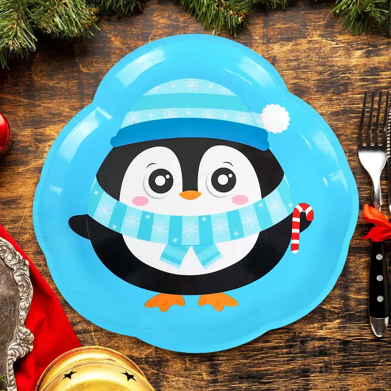 Plato De Plástico Navideño, Pingüino 2