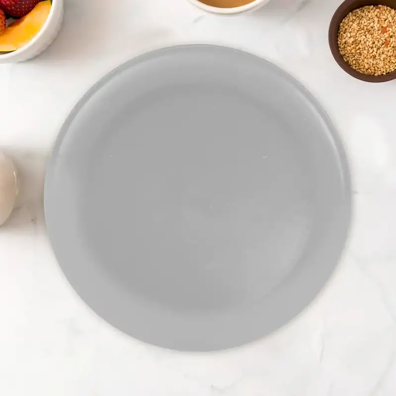 Plato De Plástico, Redondo, Color Gris 2