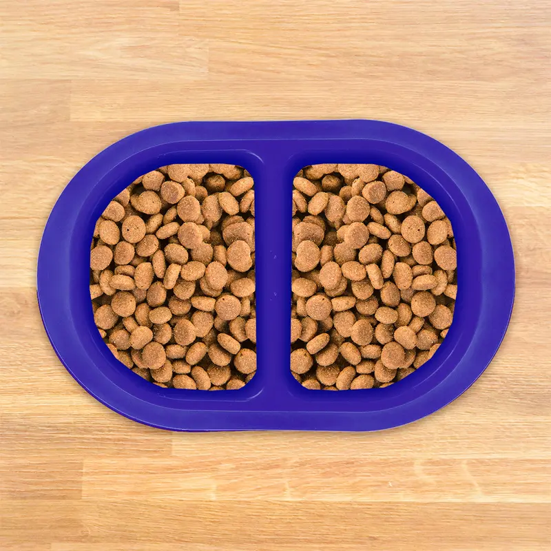 Plato Doble Color Azul Para Mascota 1