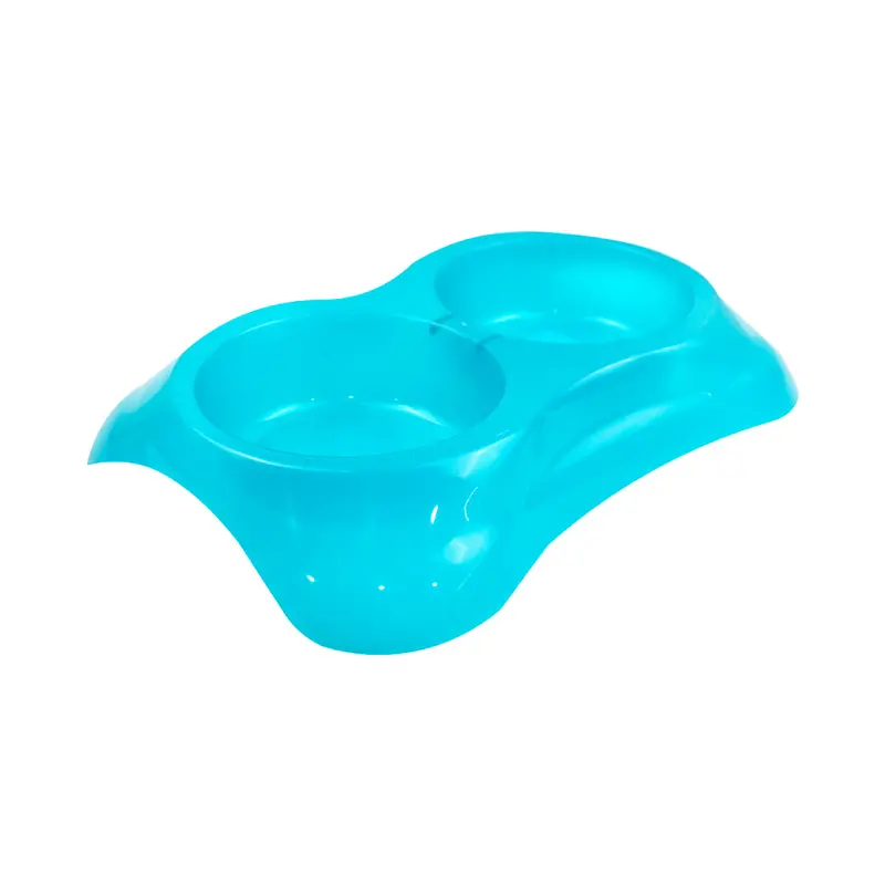 Plato Doble Para Mascota Color Aqua Razas Pequeñas 1