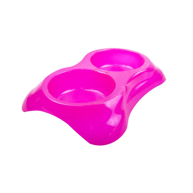 Plato Doble Para Mascota Color Rosa Razas Pequeñas 1