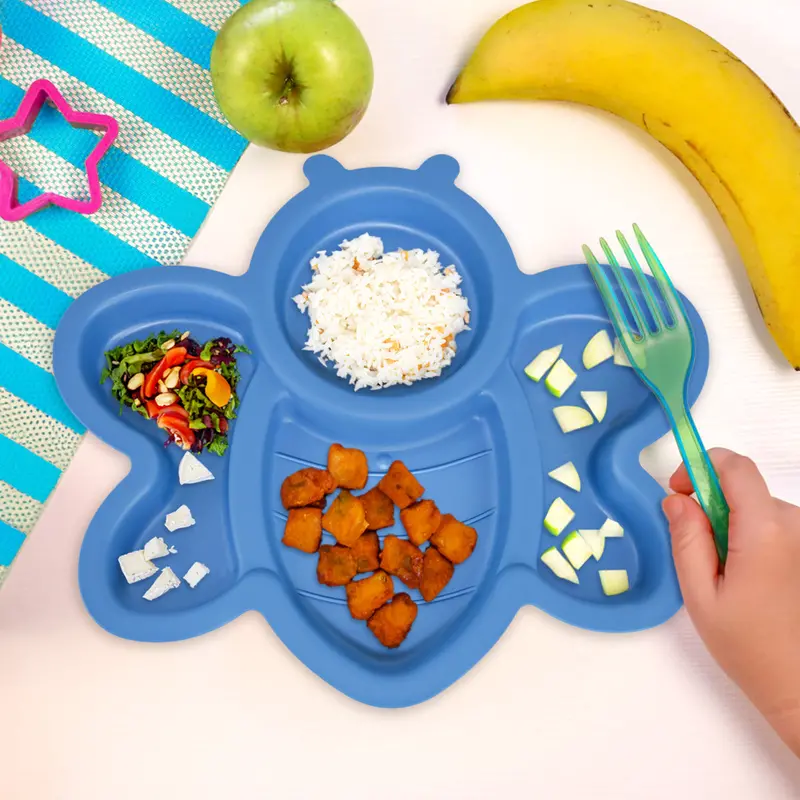 Plato Infantil Con Diseño De Abeja, Color Azul 1