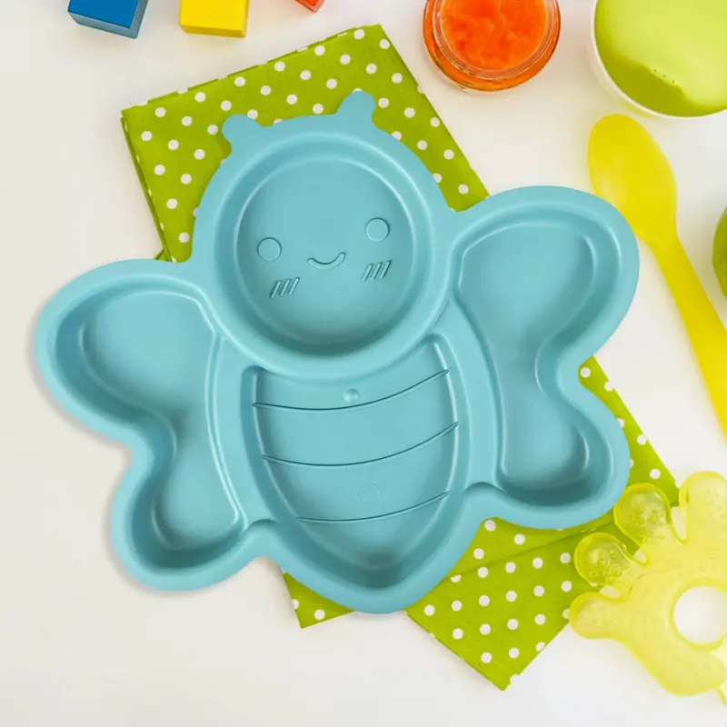 Plato Infantil Con Diseño De Abeja, Color Verde 1