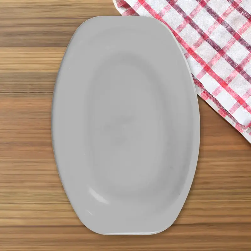 Plato Ovalado De Plástico, Color Gris 2