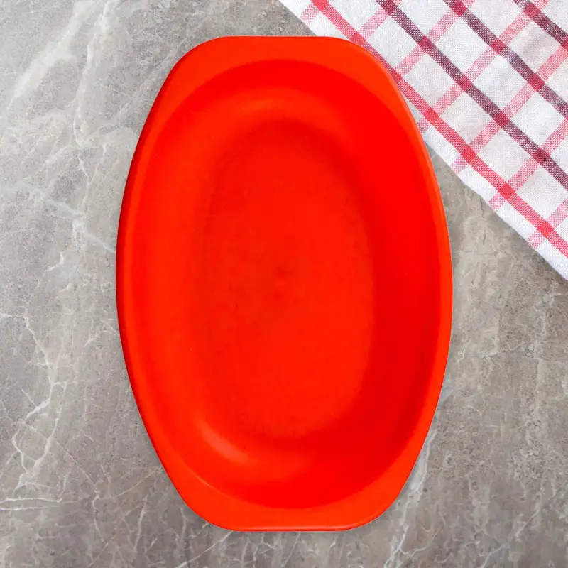 Plato Ovalado De Plástico, Color Rojo 2