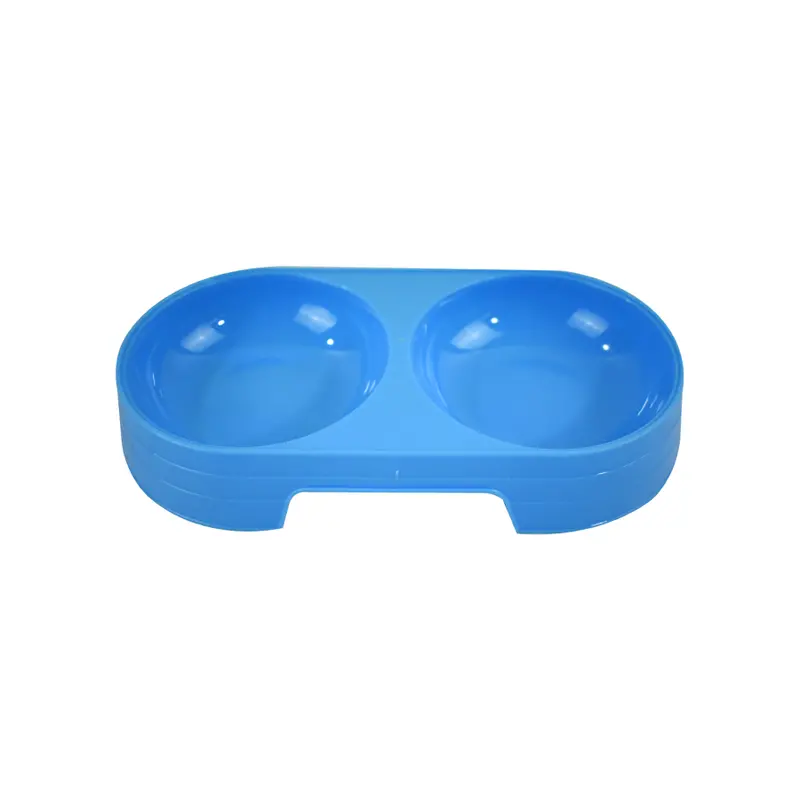 Plato Para Mascota Con División Color Azul 2