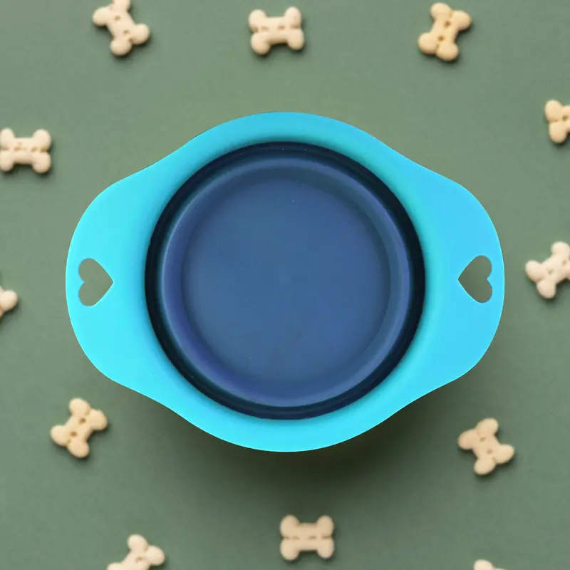 Plato Plegable Color Azul Aqua Para Mascota 2