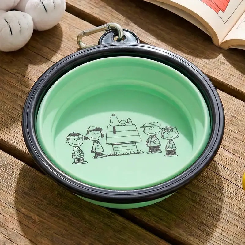 Plato Plegable Para Mascota, Peanuts, Color Verde 1