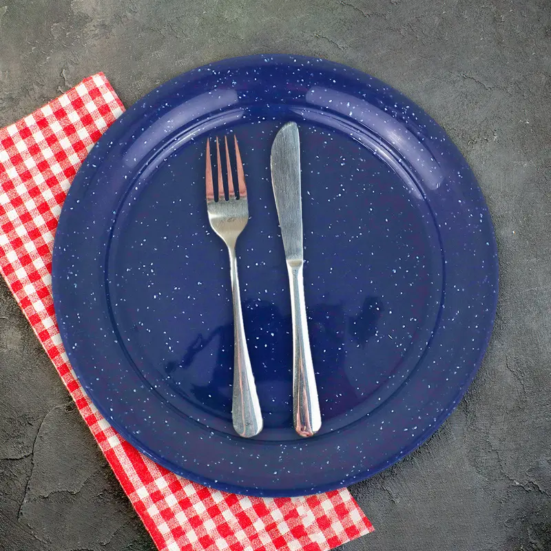 Plato Redondo De Plástico Color Azul Marino, 22 Cm 1