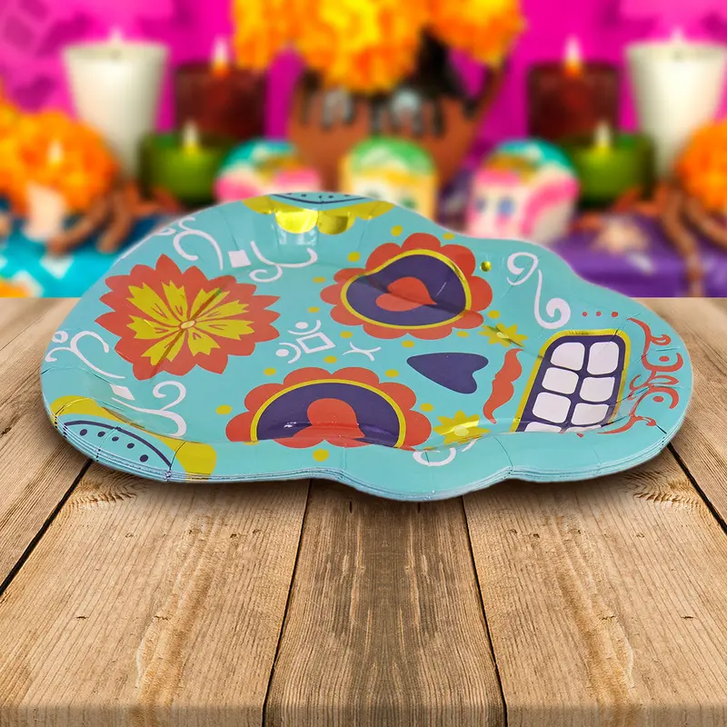 Platos Desechables Con Diseño De Día De Muertos. 1