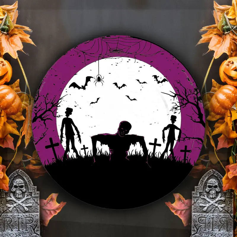 Platos Desechables Con Diseño De Zombi, Color Morado 2