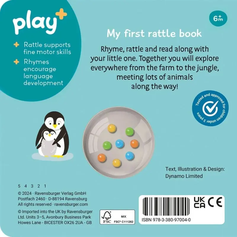 Play+ Ready Steady Shake Rattle Book - First Animals 2