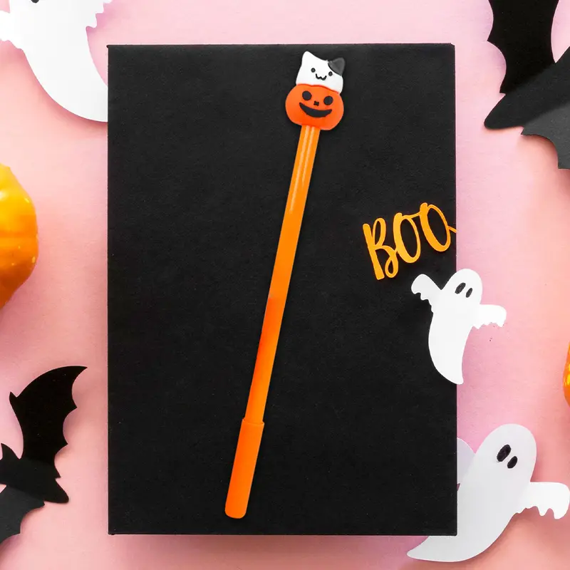 Pluma De Gel Con Diseño De Calabaza Gato 2