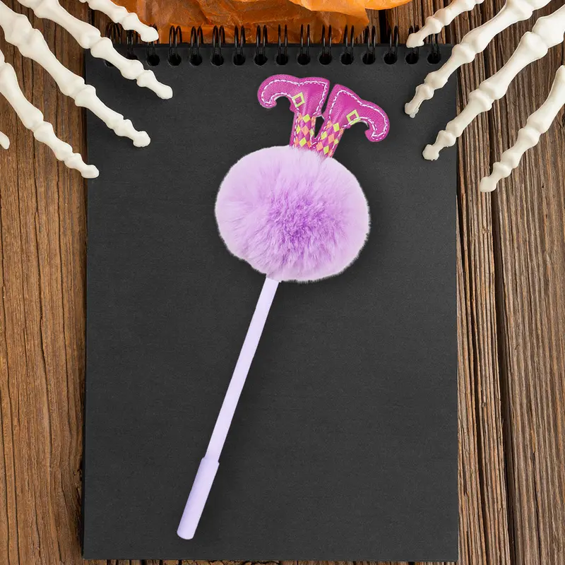 Pluma De Gel Con Pompón Color Morado 2