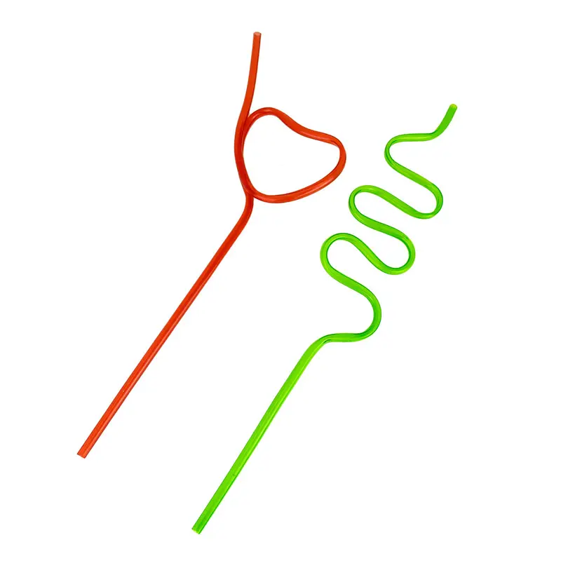 Popotes Color Rojo Y Verde En Forma De Corazón Y Espiral, 2 Pzas. 2